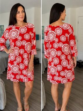 Hatley Red & White Medallion Print Tunic Dress | Size XL (Estimated)